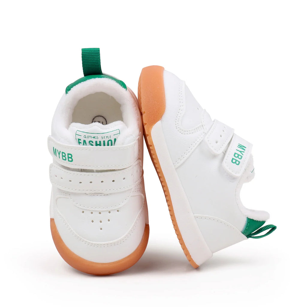 Winter Trendy New Baby Walking Shoes For Boys And Girls Small Children Anti-Slip Soft Sole White Sneakers
