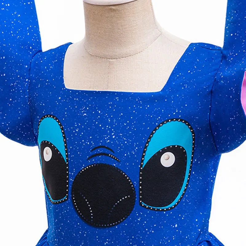 Disney Movie Stitch Costume Sets Girls Cosplay Cartoon Cute Princess Dress Stage Performance Purim Carnival Kids Dress