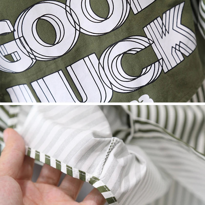 New Spring Autumn Boys Clothing Sets Long Sleeve Striped Letter Label Shirt + Pants 2Pcs Suit For 2-8 Years Kids Casual Outfits