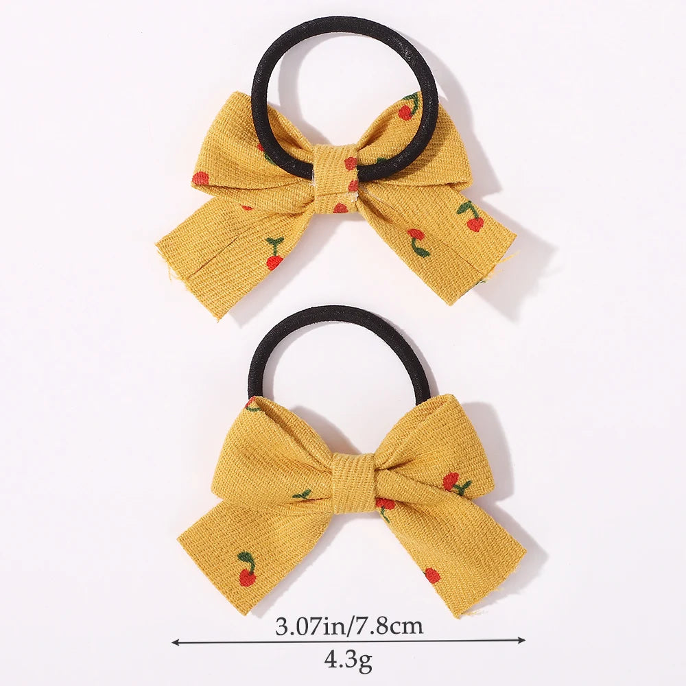 Random Color 10PCS Flower Ribbon Bowknot Hair Rubber Bands for Girls Handmade Cute Bow Hair Ties Headwear Kids Hair Accessories