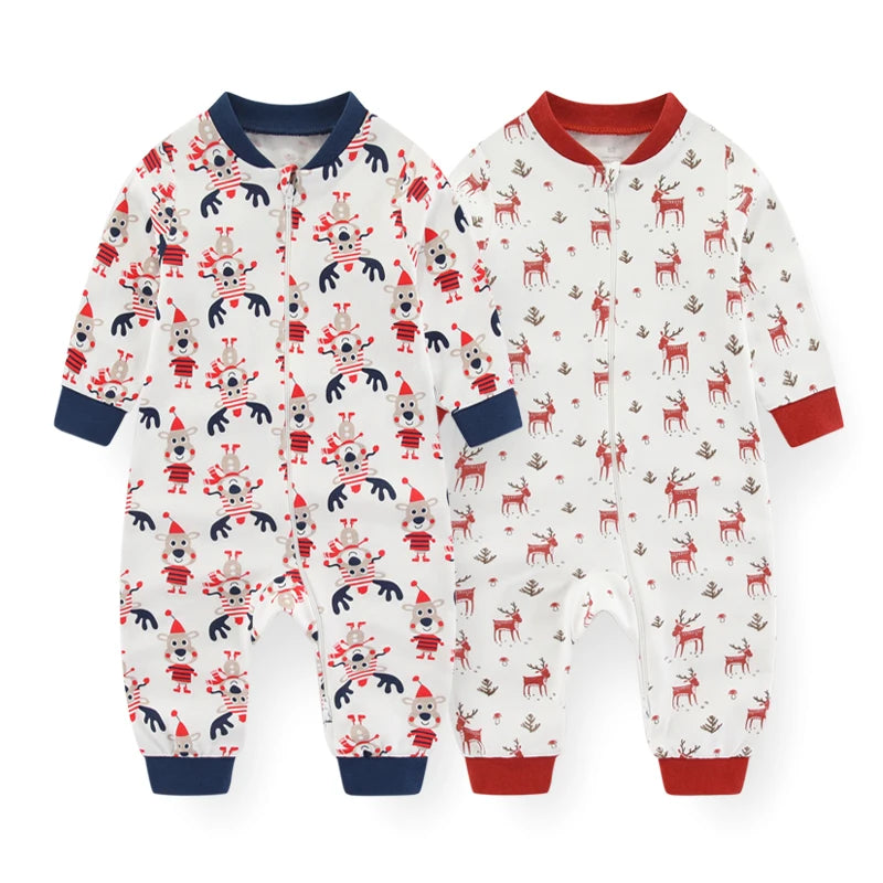 Kiddiezoom Four Seasons Cartoon Zipper Long Sleeve Baby Romper 100 Percent Cotton Fs01