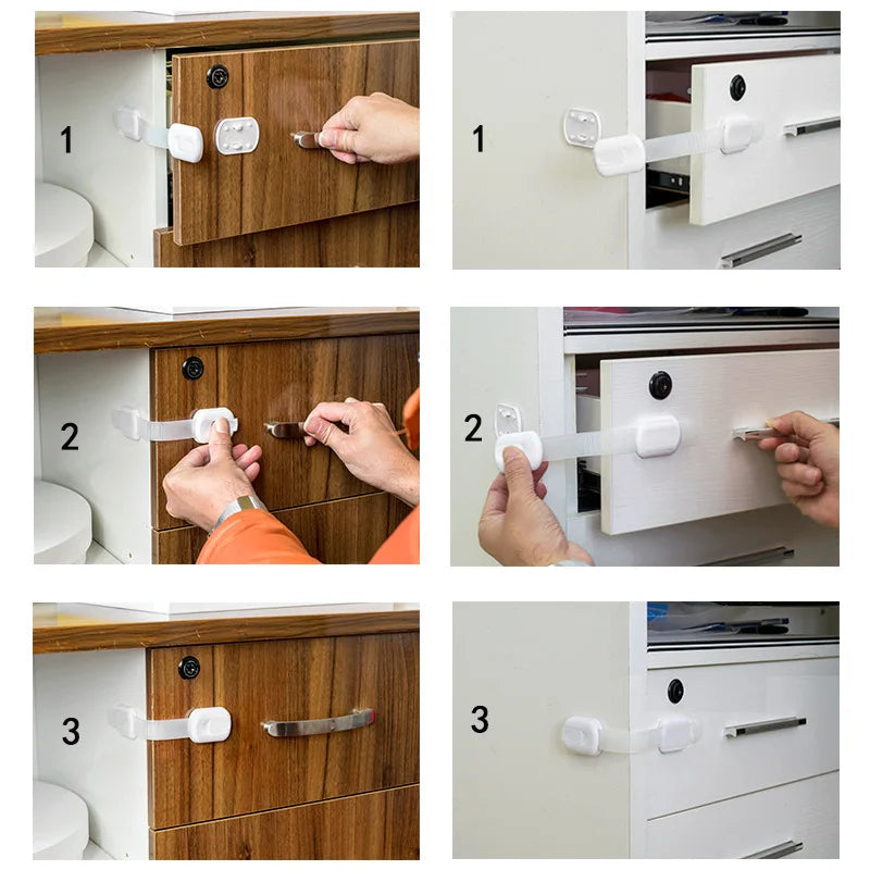 Multifunctional Banded Cabinet Door Safety Locks Drawer Locks Child Pet Proof Protective Latches for Home Security