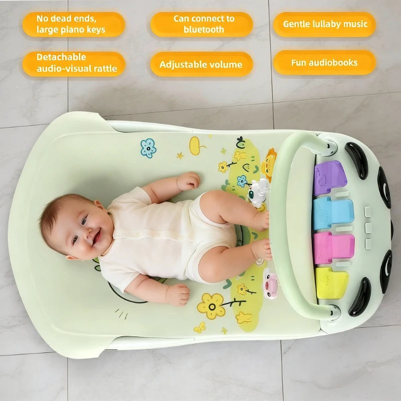 0-12 Months Baby Activity Gym: Music Play Mat with Piano Crawling Blanket & Pedal Game Pad for Newborn Fitness & Early Education
