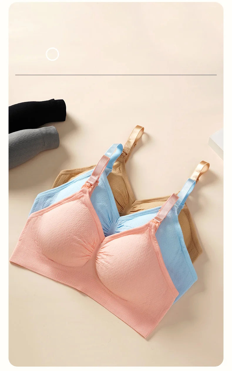 High Quality Single Handed Front Buckle Nursing Bra Breathable Women Breastfeeding Underwear Seamless Maternity Bra Push Up
