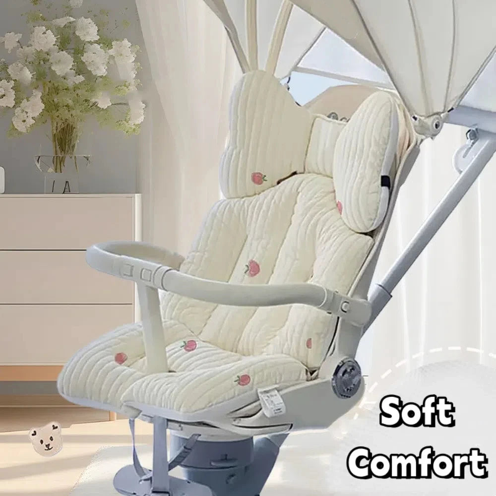 Universal Comfort Stroller Seat Cushion 66x35cm With Bear Embroidery Soft Baby Pram Pad