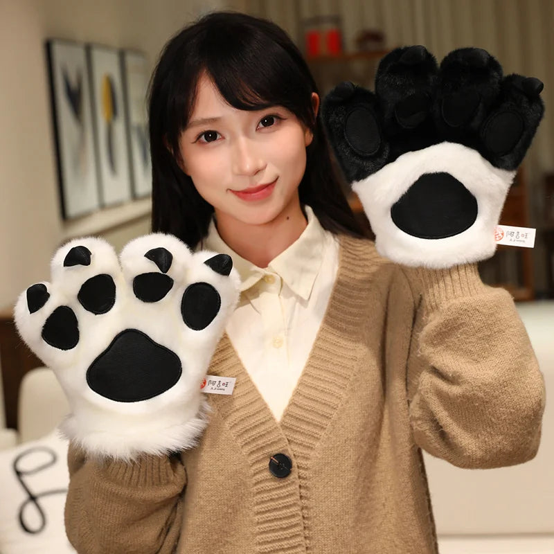 25cm Animal Claws Gloves Soft Stuffed Plush Toys Dog Bear Tiger Paws Plush Gloves Cosplay Costume Photograpy Props Charm Gifts