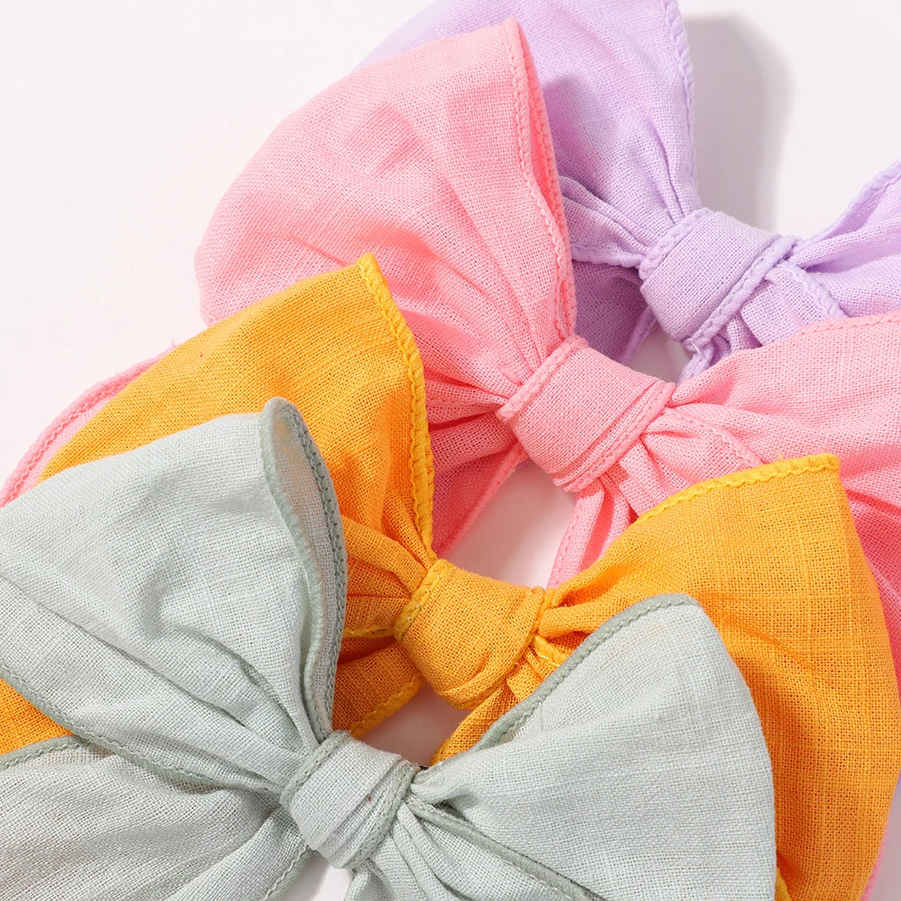 15Pcs cotton cheer bow hairclips set girls big bowknot ponytail hairgripes party travel headdress