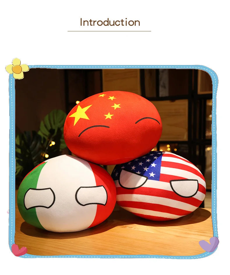 Hot  10/30/50cm Polandball Country Ball Toy Plush Pendant Plush Doll Countryball Ussr Usa France Russia Uk Japan Germany  Italy