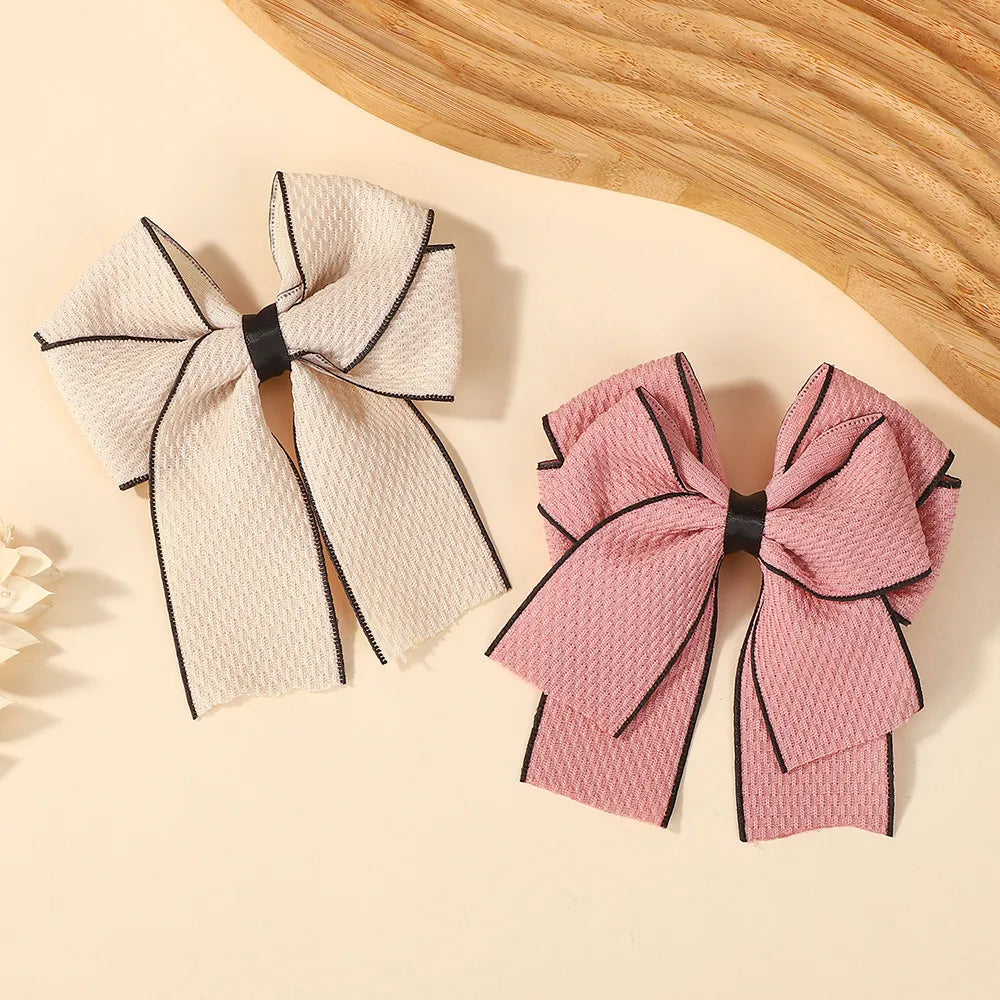 2Pcs/set Elegant Solid Ribbon Bowknot Pearl Hair Clips for Women Girls Korean Handmade Bows Hairpin Headwear Hair Accessories