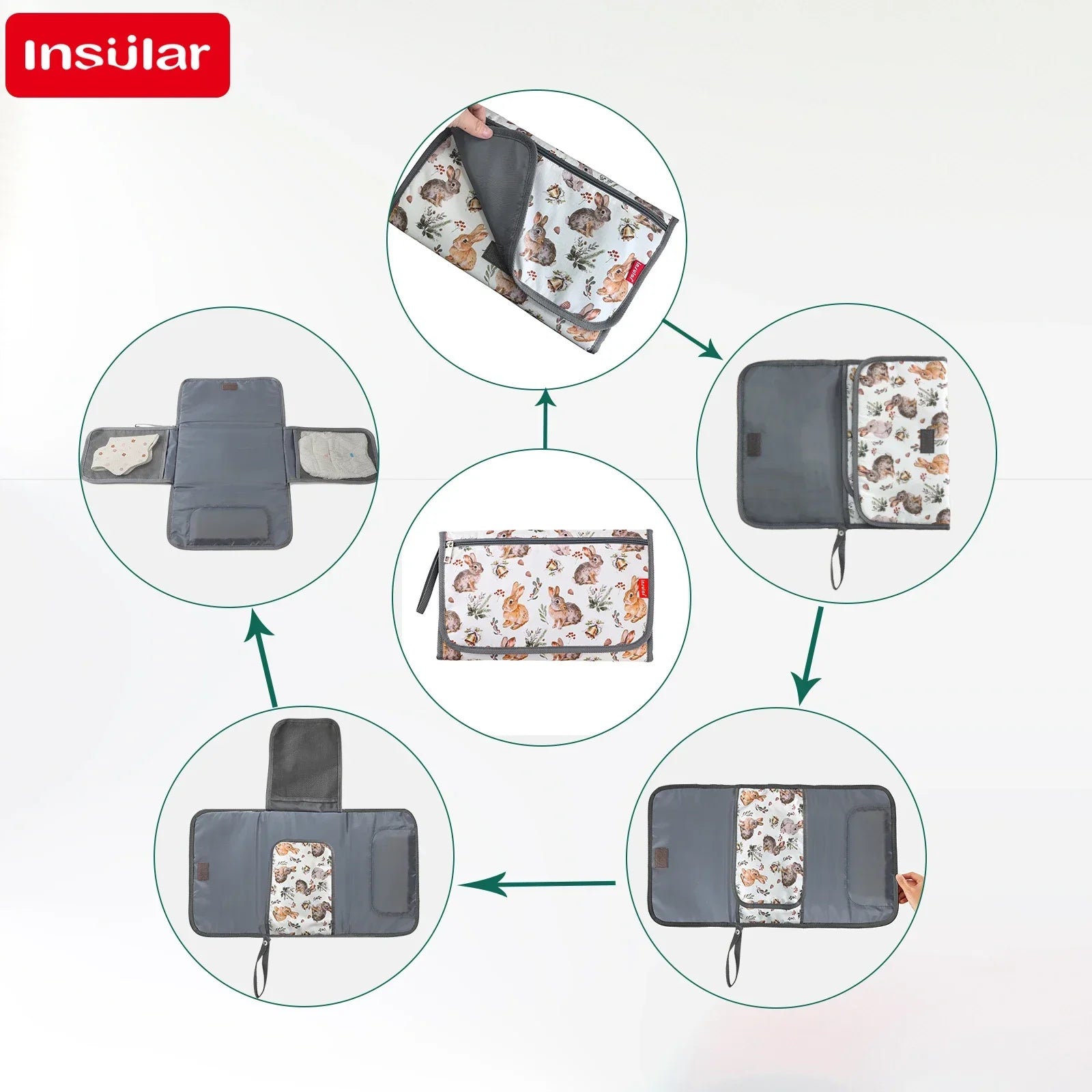 INSULAR Baby Nappy Changing Cushion Fordable Storage Bags Waterproof Kids Washable Mattress Mother-Infant Care Products