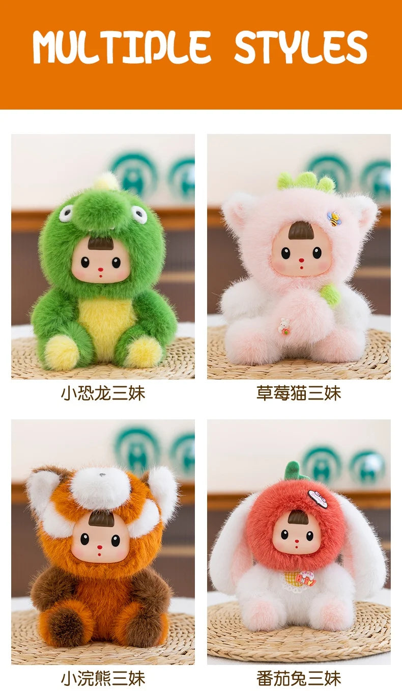 17cm Soft Vinyl Face Plush Little Dinosaur Tomato Rabbit Raccoon & Strawberry Doll Cute Cartoon Animal Stuffed Toy