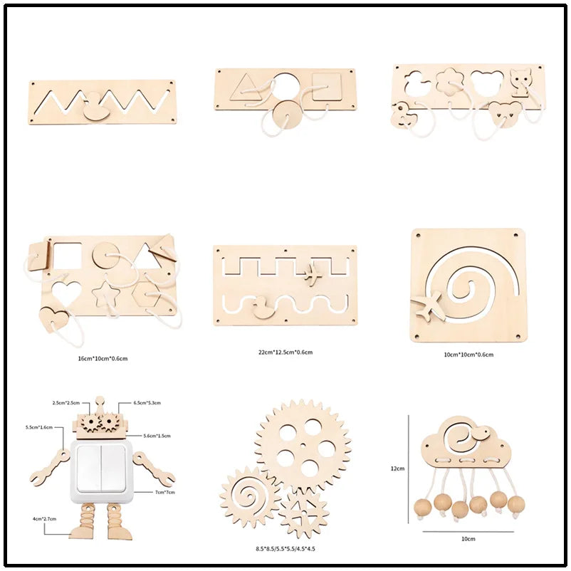Early DIY Montessori Busy Board Wooden Toy Accessory Educational Toy Unlock Sensory Educational Toy Wooden Game for Children