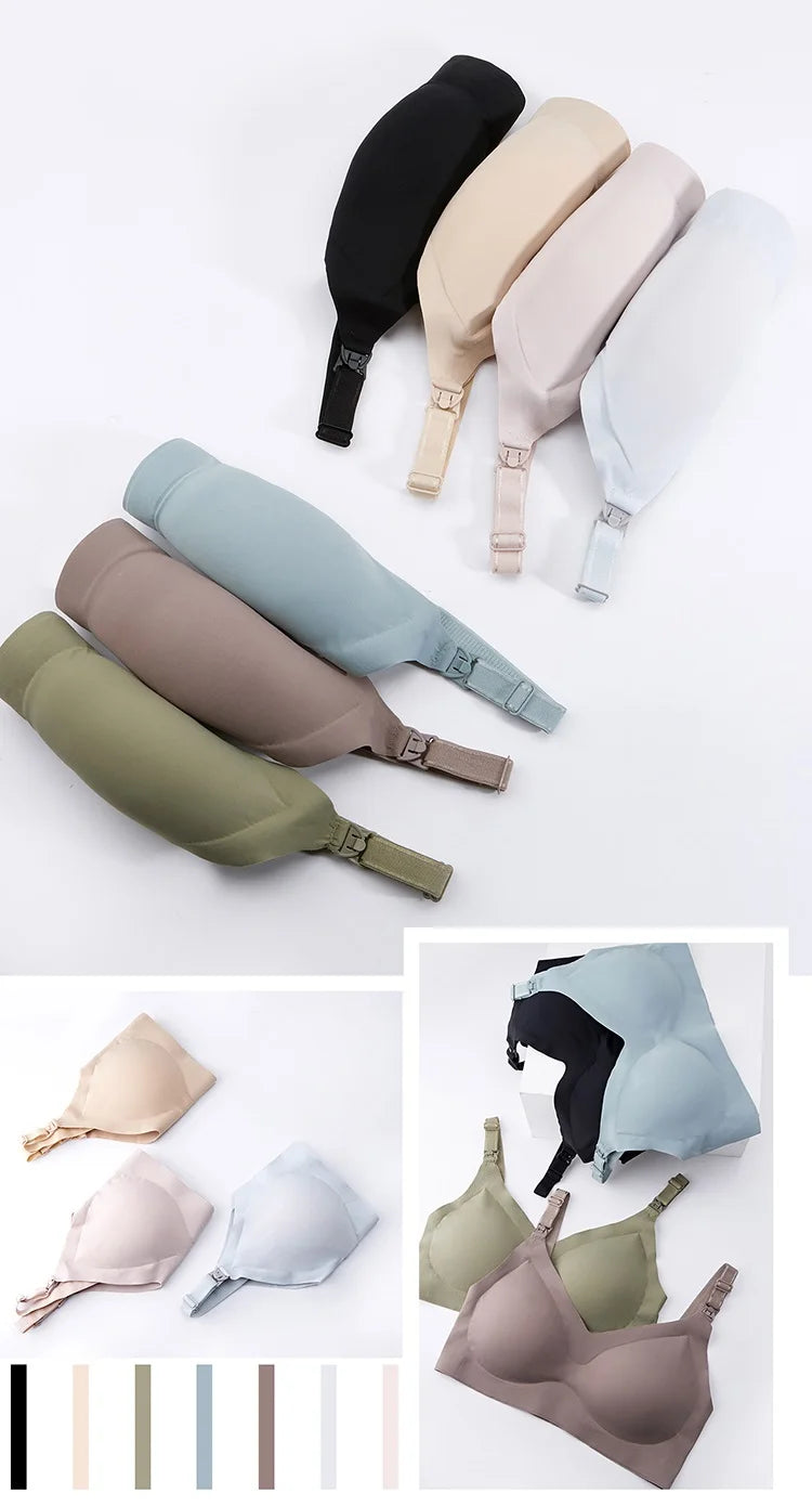 Ultra Thin Laser Cutting Ladies Feeding Bra Removable Padded Breastfeeding Bras Plus Size Push Up Maternity Nursing Bra