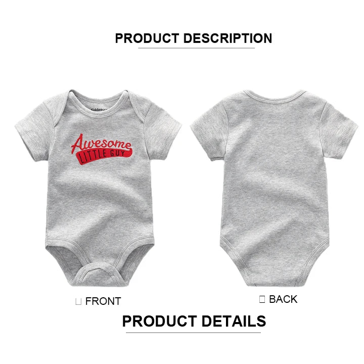Kiddiezoom 3 Pcs/Lot Four Seasons Fashion Unisex Cute Short Sleeve Baby Boy Girl Bodysuits Soft 100%Cotton Newborn Onesies