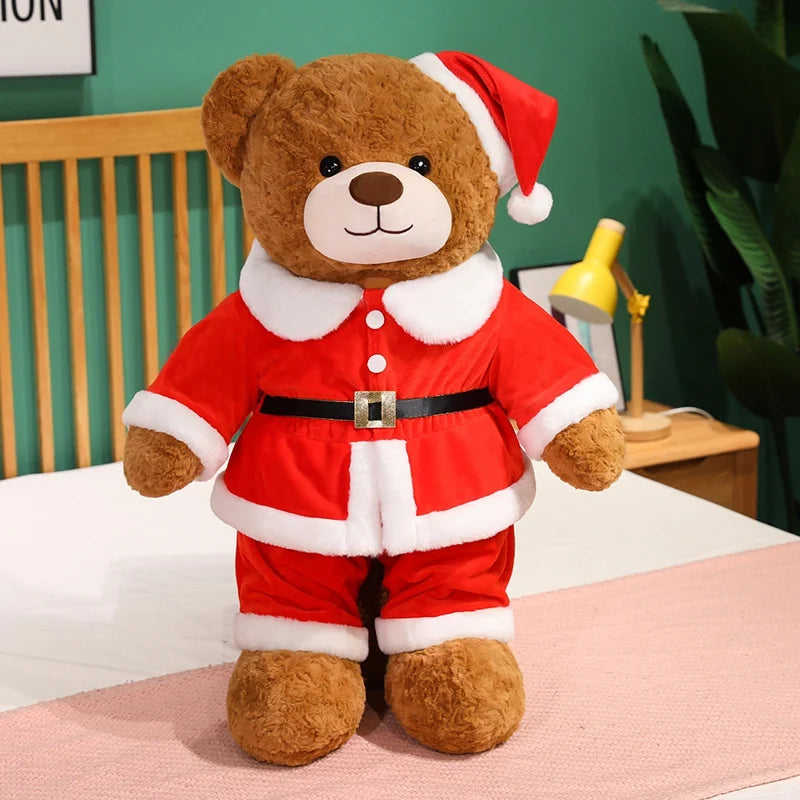 Hot 1pc 48/78cm Christmas Bear Plush Pillow Toy Cartoon Santa Bear Soft Stuffed Doll Cute Christmas Party Decor Kids Xmas Gifts