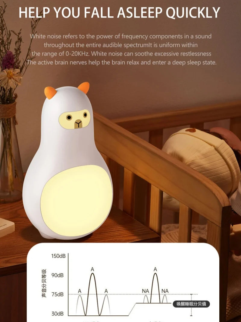 White Noise Machine M9 Portable Sleep Aid with Night Light and 24 Types of Music Cute Appearance Intelligent Sleep Monitor