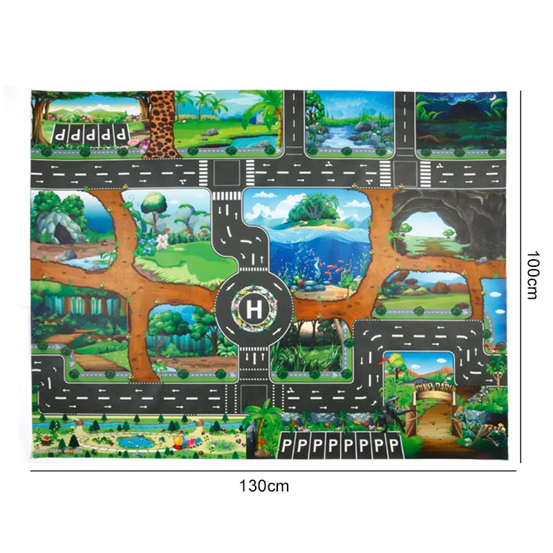 TMZ 130x100cm Baby Crawling Mat Cartoon City Traffic Map Non Slip Playmat For Kids