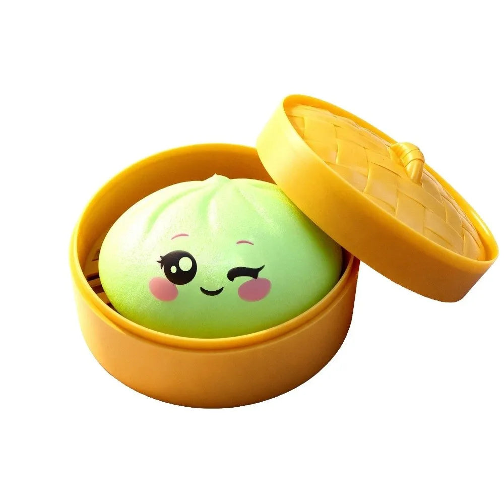 Glitter Dumplings Squishy Toy Soft with Steamer Squishy Toy Slow Resilience Fidget Stress Relief Sensory Ball