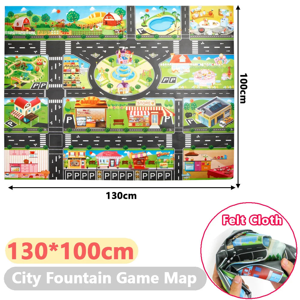 Play Mat 130x100cm City Traffic Road Map For Kids Non Toxic Materials Foldable Nordic Style Rug