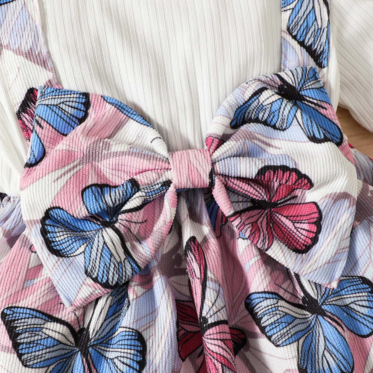 2Pcs Baby Girl Summer Dress Beautiful Butterfly Print Dress+Headband suitable for 0-24 Months old Lively and Cute Little Girls