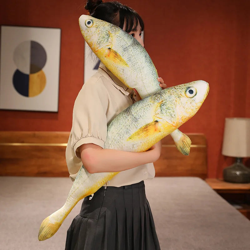 Artificial yellow croaker Plush Pillow Imitation Funny Fish Stuffed Pillow Emulational Home Sofa Plush Decoration Cushion