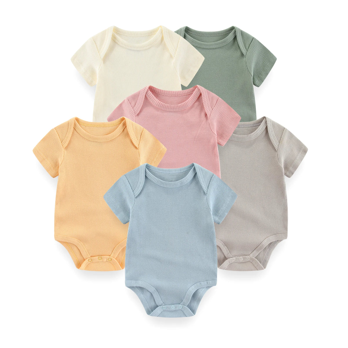 Baby Bodysuits 6 Pack Short Sleeve Cotton Soft Newborn Onesies for Boys and Girls Cartoon Prints