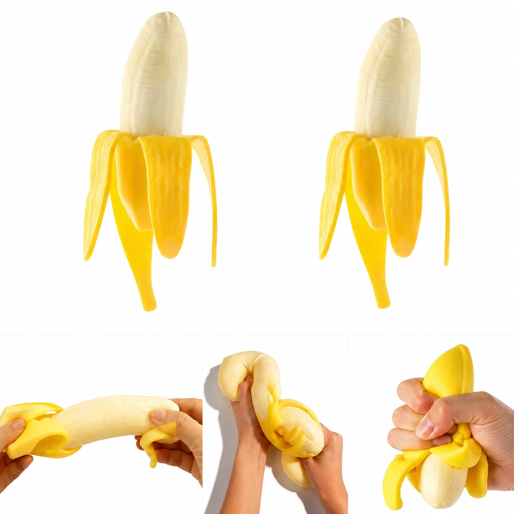 Banana Squishy Toy Slow Rising Stretchy Stress Relief Squeeze Toy Soft Fidget Toy Kawaii Decompression Gift for Kids Adults