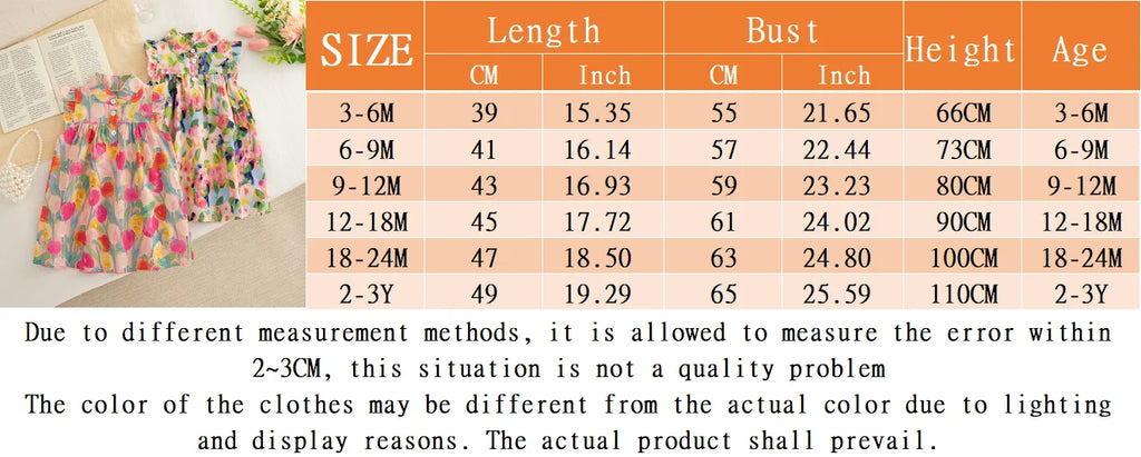 Baby Girl Floral Dress Summer New Cool And Breathable Children'S Sleeveless Clothes (3 Months -3 Years Old)