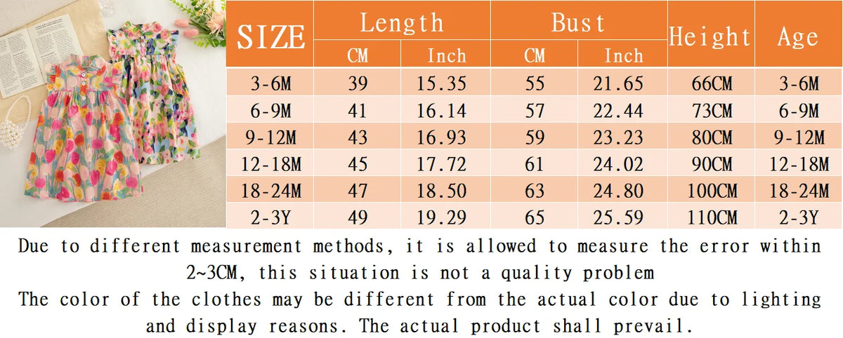 Baby Girl Floral Dress Summer New Cool And Breathable Children'S Sleeveless Clothes (3 Months -3 Years Old)