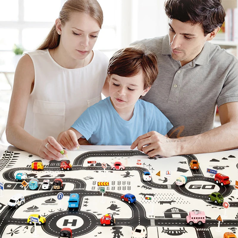 130x100cm Baby Crawling Mat Cartoon City Traffic Map Non-Slip Playmat For KidsToddler Montessori Early Education Toys TMZ