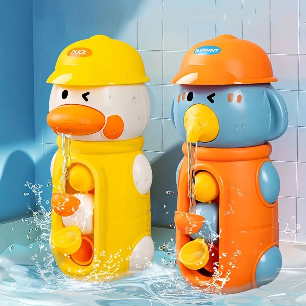 Cute Duck&Elephant Shower Bath Toys Water Play Spinner with Suction Cup Waterwheel Bathroom&swimming Pool Games for Kids Holiday