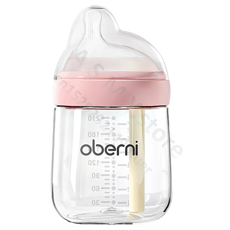 Anti Flatulence Glass Baby Bottle With Wide Mouth Nipple For Newborn 0 To 3 Months 150ml 210ml