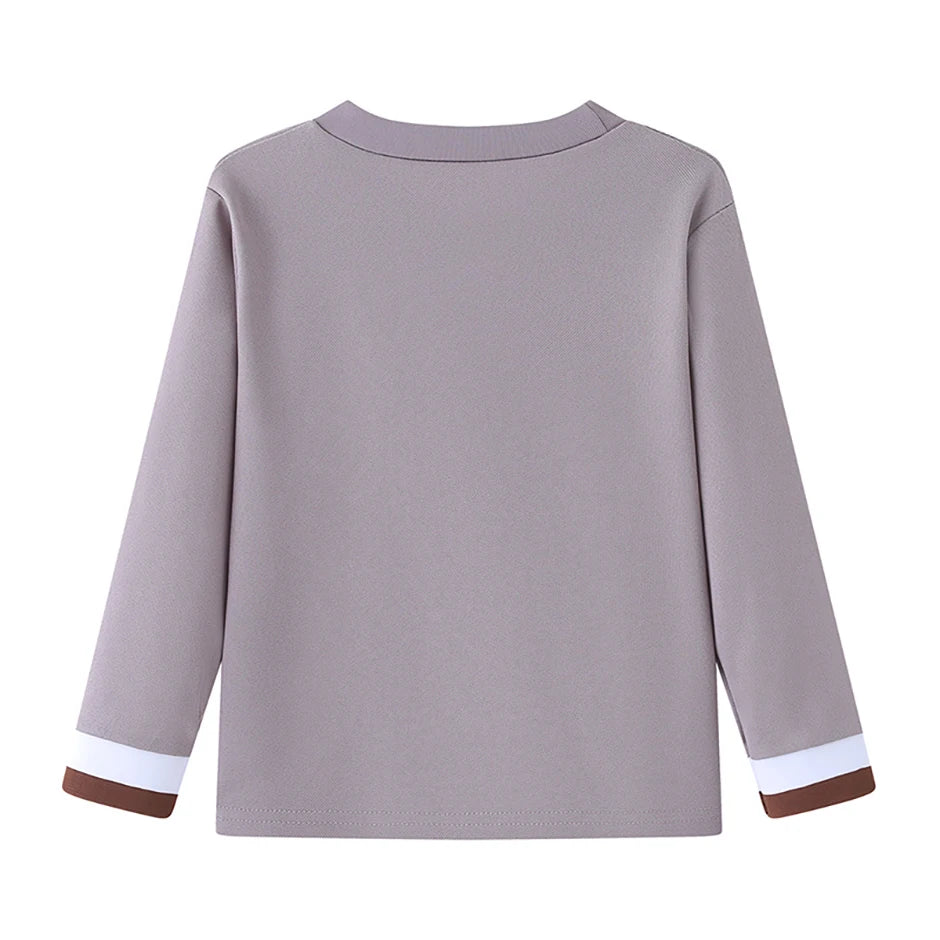 1/3 Piece Autumn And Winter Children's Solid Color Small Logo Fashionable Long Sleeved T-shirt Boys And Girls Round Neck Shirt