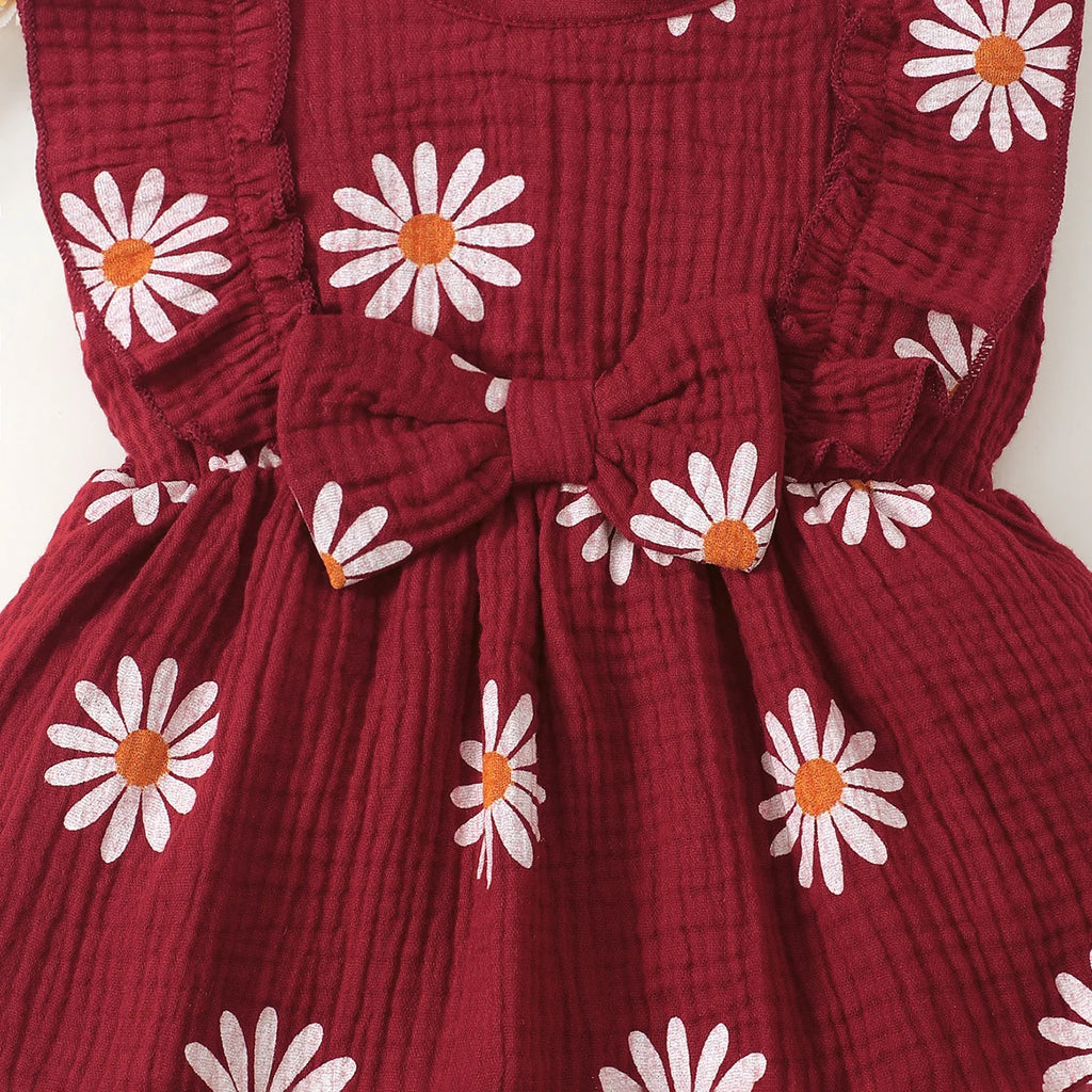 Summer  0-1 Years  Old  Infant  Baby Girls Daisy Print  Fashion  Sleeveless  Casual  Dresses