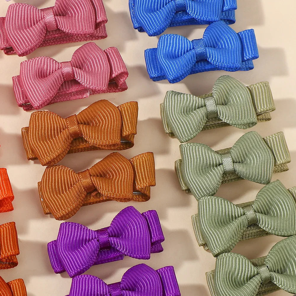 36pcs/set Ribbon Mini Hair Bows Clips for Girls Cute Candy Color Bowknot Hairpins Headwear Toddlers Hair Accessories