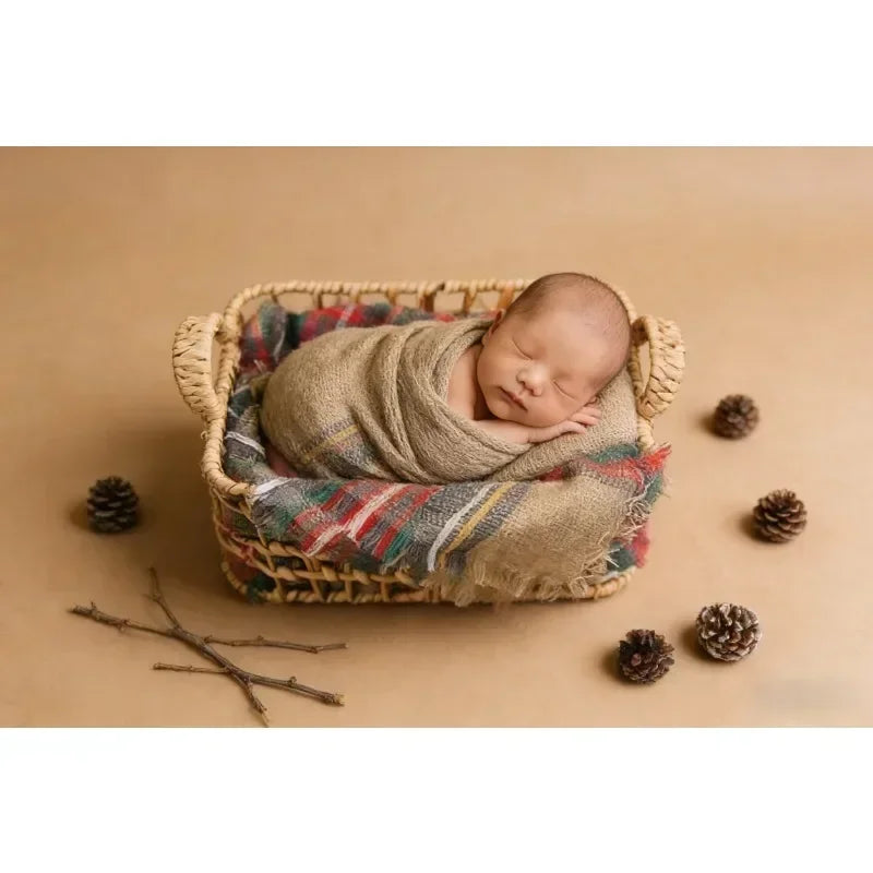 1pc Rattan Baby Bed Chair Round Sleeping Basket Newborn Photo Prop Studio Shooting Essential Infant Photography Accessory Supply