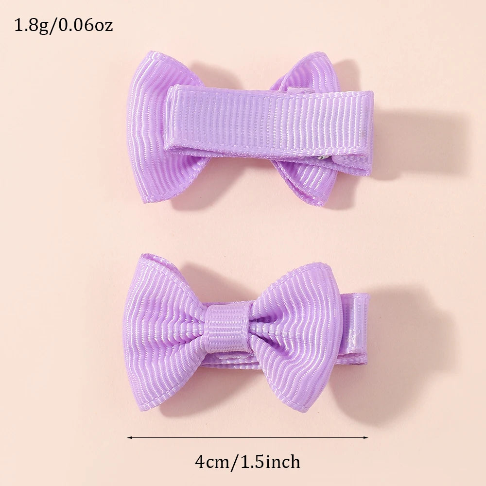 10pcs/set Cute Mini Hair Baby Bow Clips for Girls Lovely  Ribbon Handmade Bowbots Hairpins Headwear Kid Hair Accessories