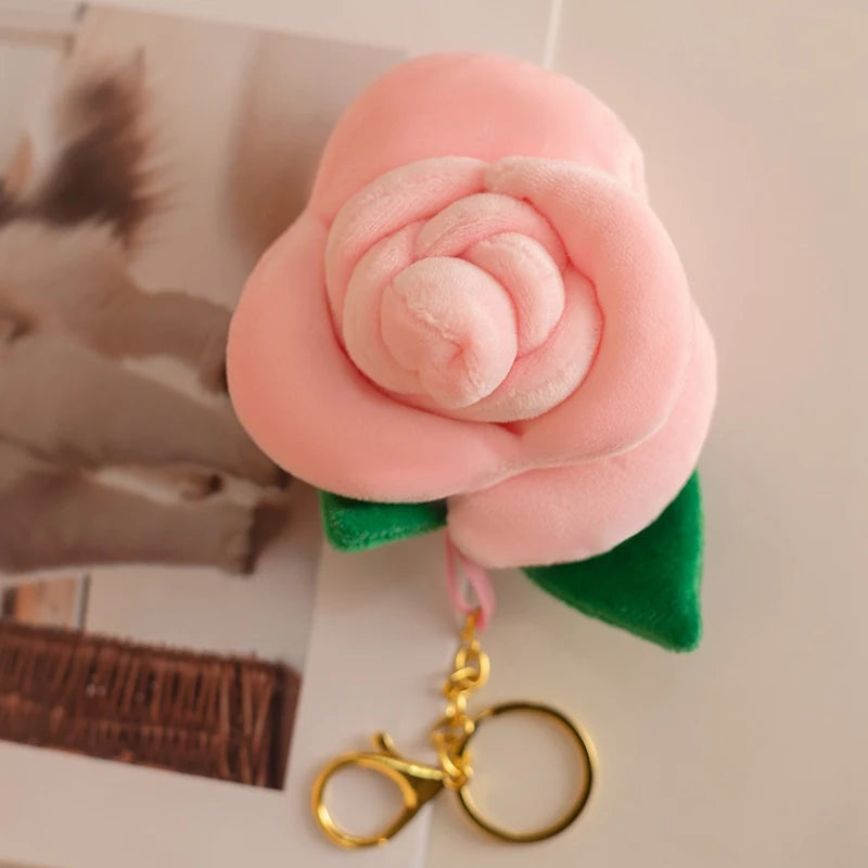 Wholesale Pretty Mini Rose Plush Toys Soft Colorful Lifelike Rose Hanging Toys Cute Keychain Bags Decor Kawaii Girls Gift