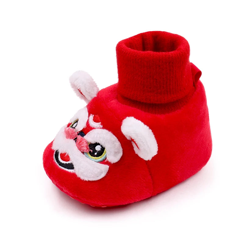 New Year Tiger Head Baby Girls Boys Shoes Socks Tradition Chinese Clothing Soft Sole Comfortable Neonatal Prewalker Indoor Shoes