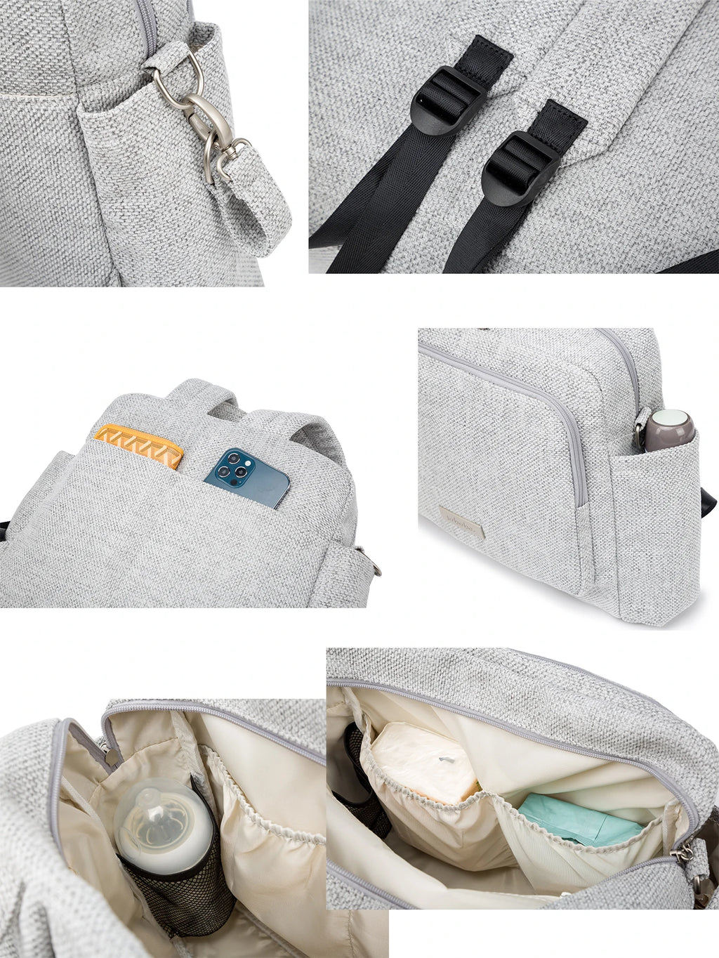 Soboba 2023 New Diaper Bags for Mother Waterproof Large Capacity Solid Polyester Diaper Backpacks Travel Bag for Newborn Baby