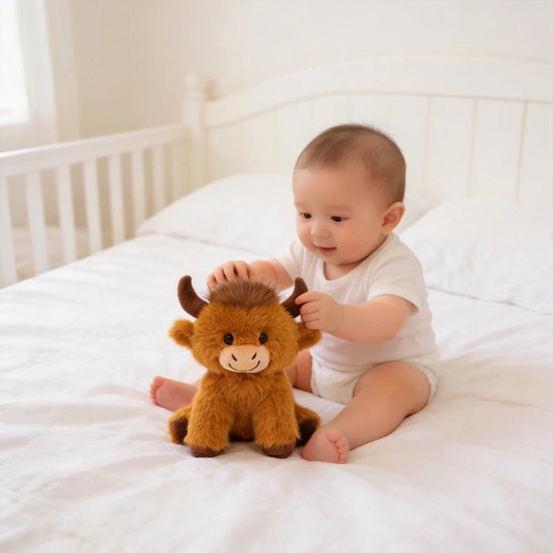 Hot New Sitting Pose Highland Cattle Plush Toys Soft Fluffy Cartoon Dr Cattle Doll Cute Graduation Gift To Friends Family