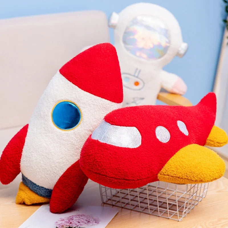 Hot 58cm Plush Rocket Astronaut Toy Stuffed Spaceship Throw Pillow Home Decor Birthday Gift Space Discovery Educational For Kids
