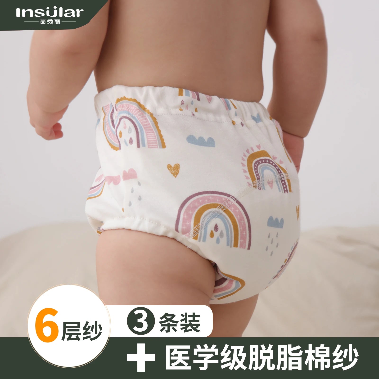 6 Layer Waterproof Reusable Cotton Baby Training Pants Infant Shorts Underwear Cloth Baby Diaper Nappies Panties Nappy Changing