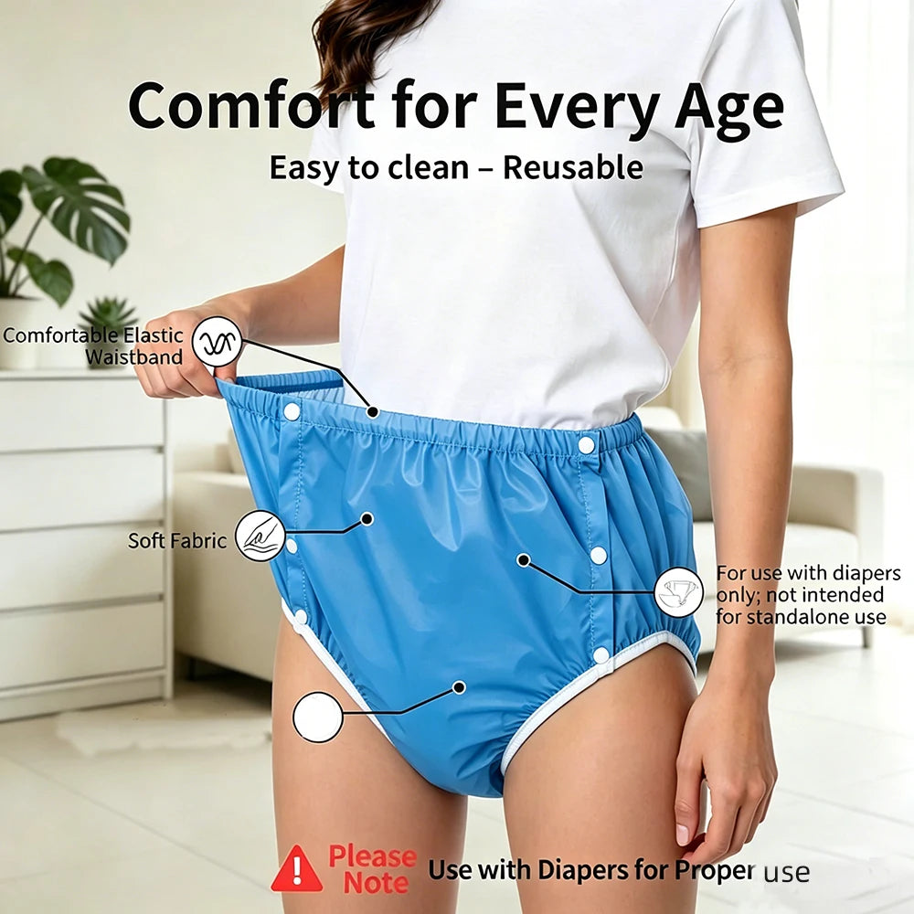 4pcs Washable Reusable Cloth Diapers Comfortable Soft Noiseless Leak-Proof Incontinence Brief Covers for Day And Night Use