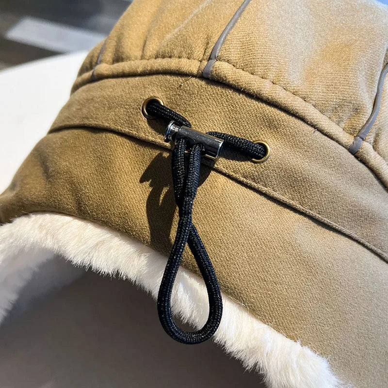 Ushanka Men's and Women's Winter Thickened Velvet Padded  Warm Artifact Earflaps Cap Northeast Pullover Cold Protection Hat