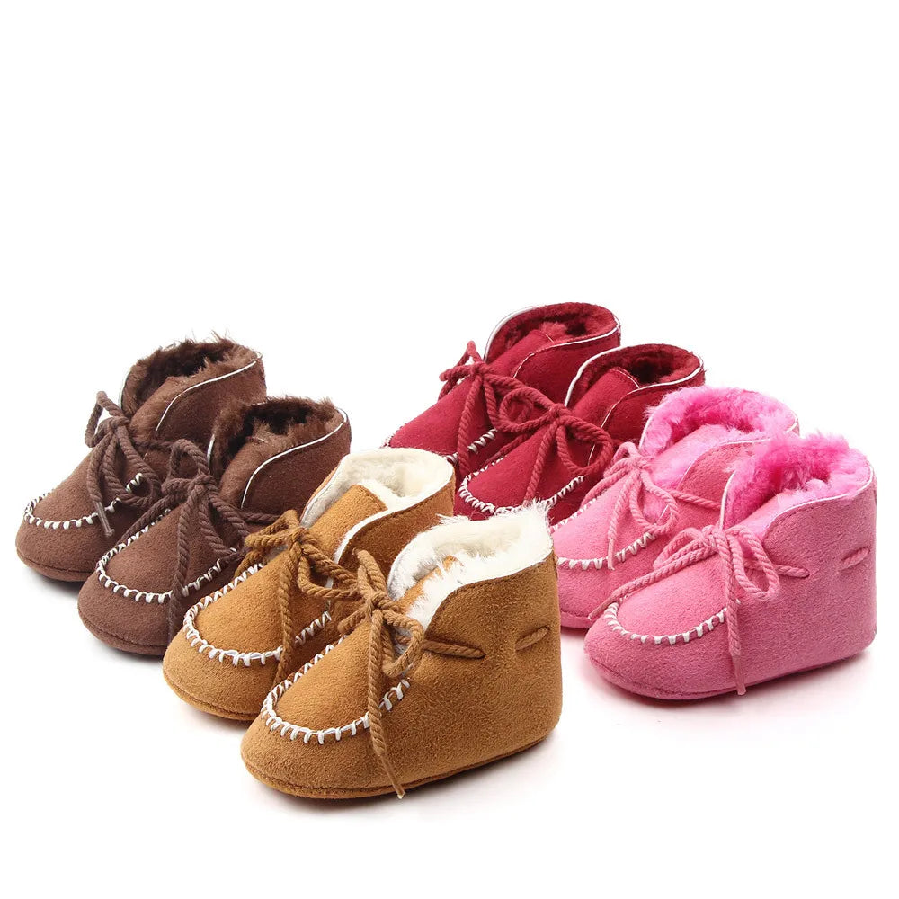 Winter Baby Girls and Boys Thick Warm Plush Fur Booties Fashion Design Soft Soled Comfortable High Quality Prewalker Shoes D2245