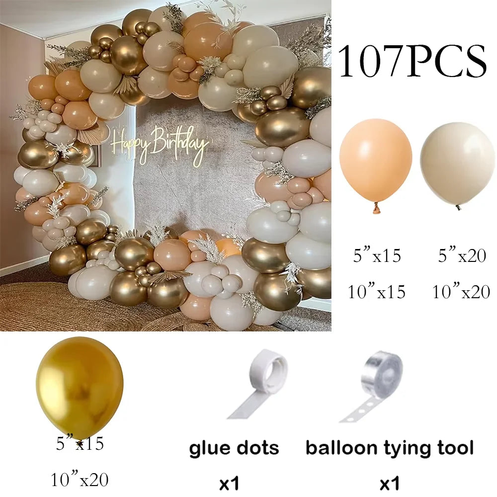 Balloon Arch Kit Nude White Sand With Gold Balloons For Birthday Party Baby Shower Wedding Graduation Decoration