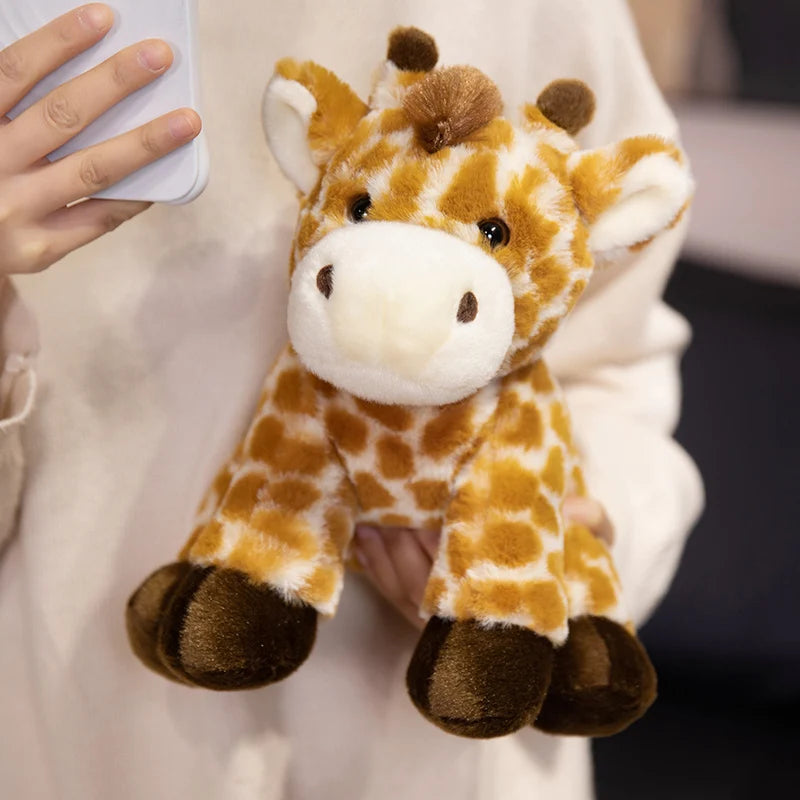 Nice 23cm Lifelike Stuffed Jungle Animal Dolls - Sitting Tiger Elephant Monkey Leopard Plush Simulation Forest Toys for Kids