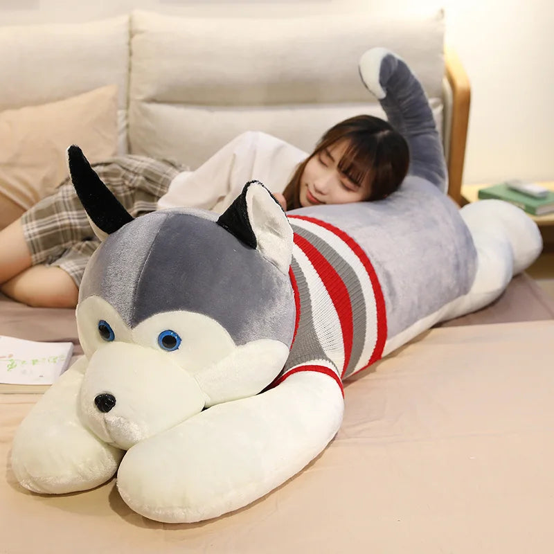 Hot New Huggable Giant Dog Plush Toy Soft Stuffed Husky Long Pillow Cartoon Animal Doll Sleeping Cushion Home Decor Kids Gift