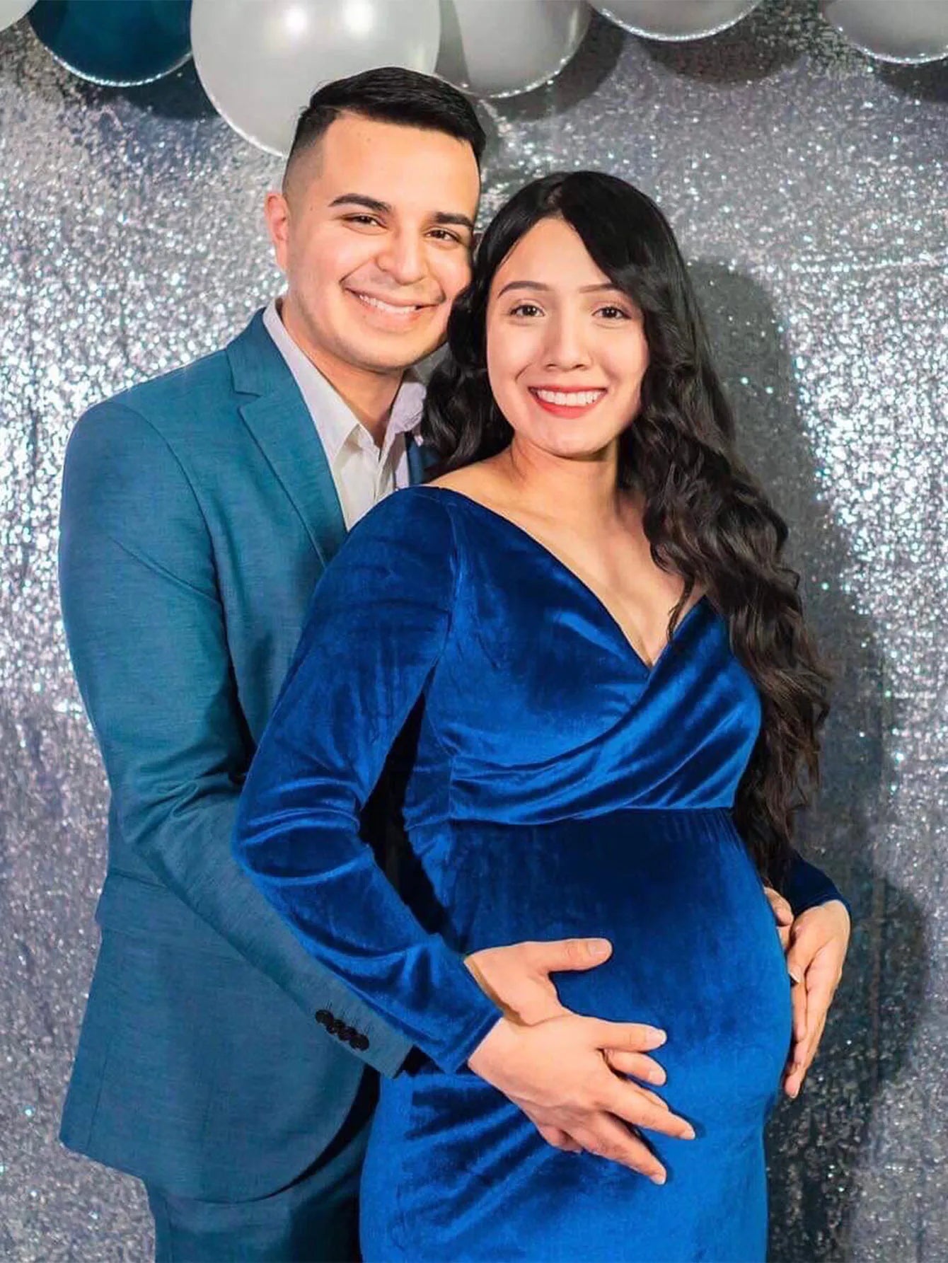 Velvet Maternity Off Shoulder Trailing Fitted Gown Maxi Photography Dress for Baby Shower Photo Props Dress